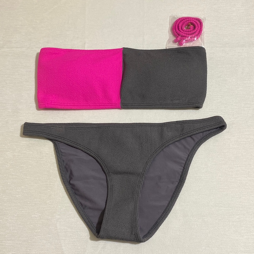 PILYQ Women's Two-Tone Acai Reef & Sand Reef Bikini Set Size L